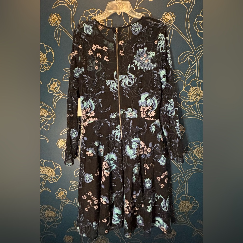 SACHIN & BABI designer embroidered PARTY DRESS sheer overlay BLUE size 12 - Picture 3 of 9